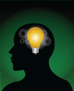 vector image of a idea bulb in brain